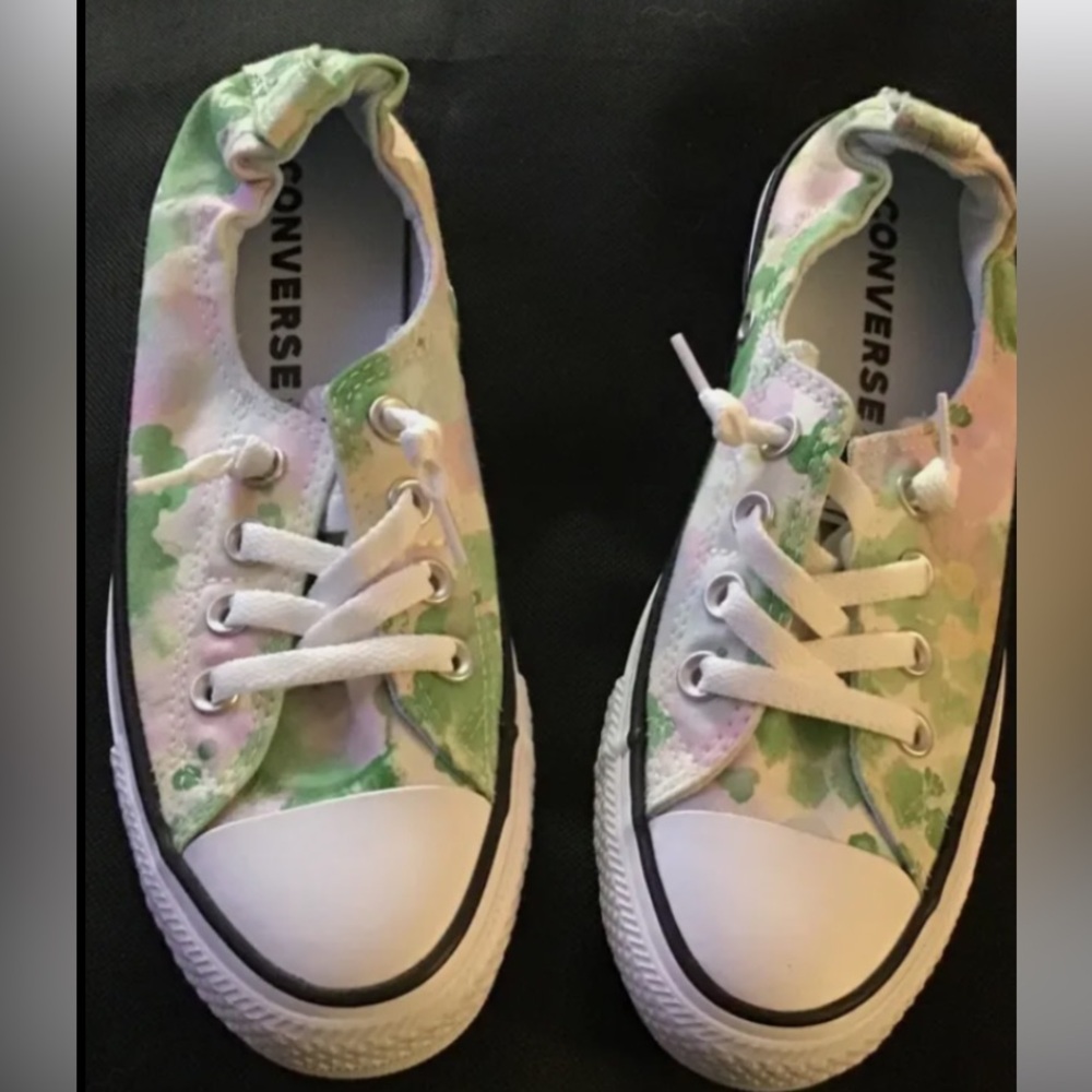 Converse Women's Green and Pink Sneakers